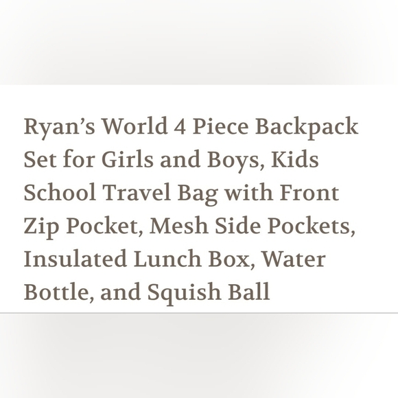 Ryan's World  NWT 4 piece backpack . - Picture 8 of 8